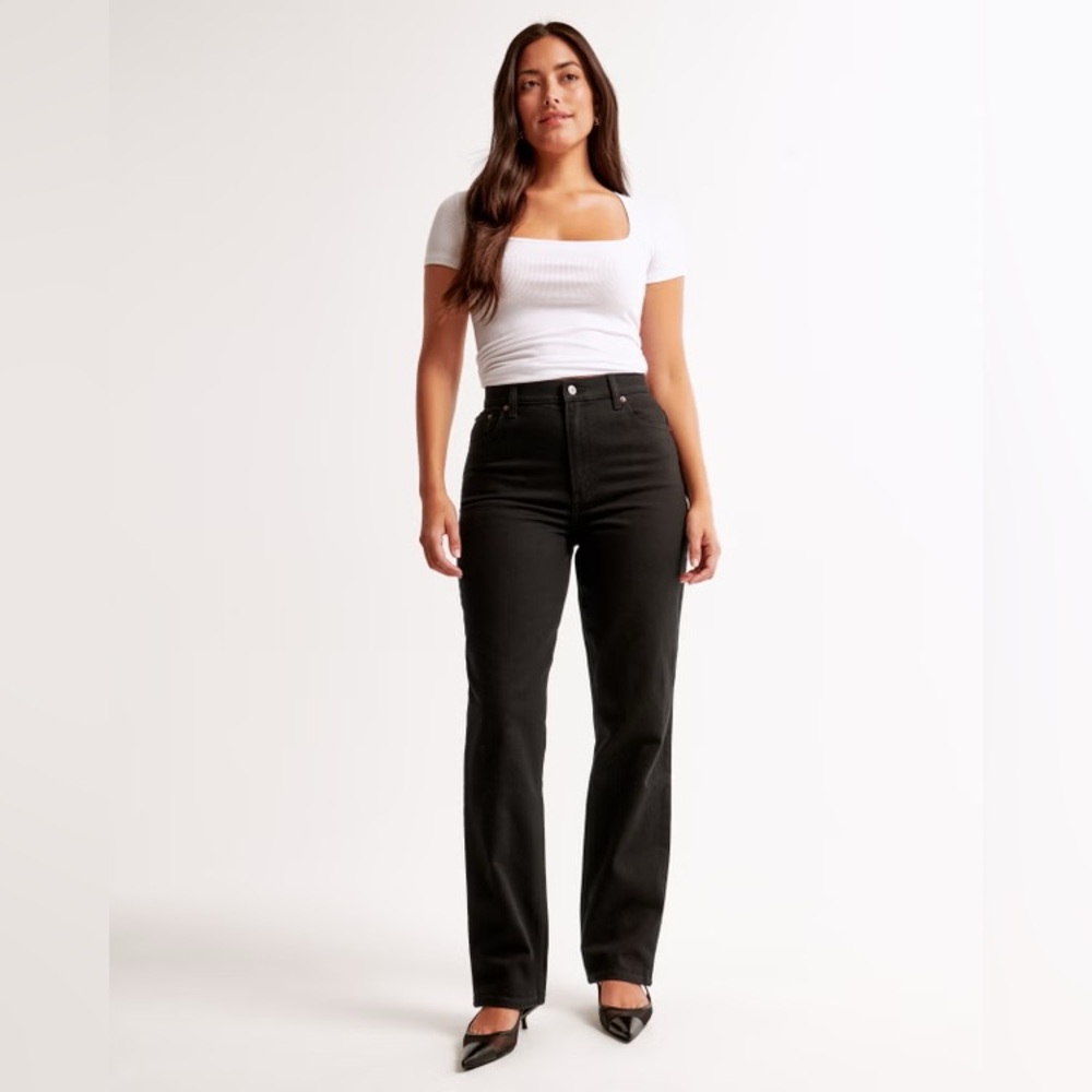 Abercrombie & Fitch High-Rise Straight Black Jeans
